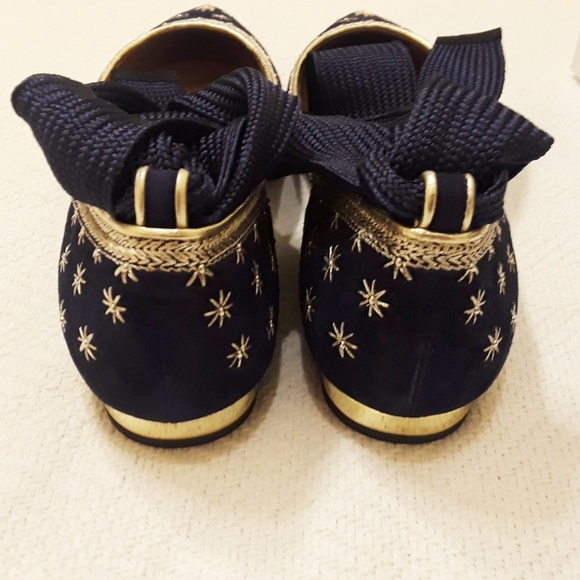 SOLD! Aquazzura Bliss Embellished Suede Flats - Picture 5 of 8